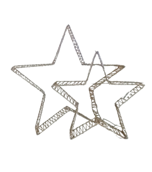 TFC51 LED-Weihnachtsstern 2er Set in Silber-Glitter, 30x7cm und 40x7cm