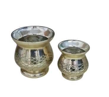 TFC51 Windlicht aus lackiertem Glaß 2er Set Golden