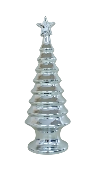 TFC51 Porzellan Tanne in Silber, 28cm Höhe