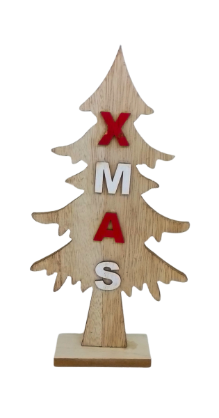 TFC51 Holz Weihnachtsbaum Deko Tannenbaum, 33cm Höhe